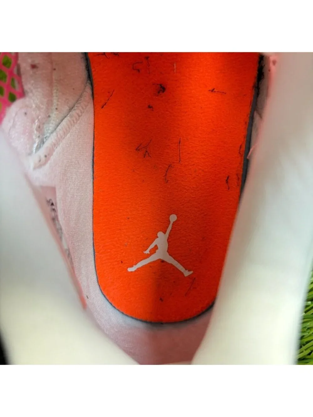 Nike Air Jordan 4 Retro Girls Size 7Y White Pink Athletic Leather Shoes Sneakers
